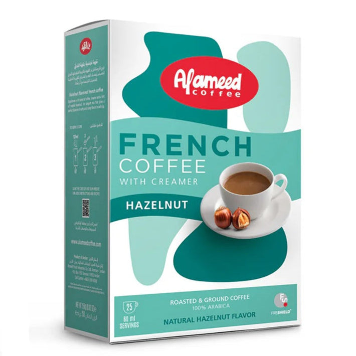 Al Ameed Ground French coffee with Creamer and natural hazelnut flavor 200g