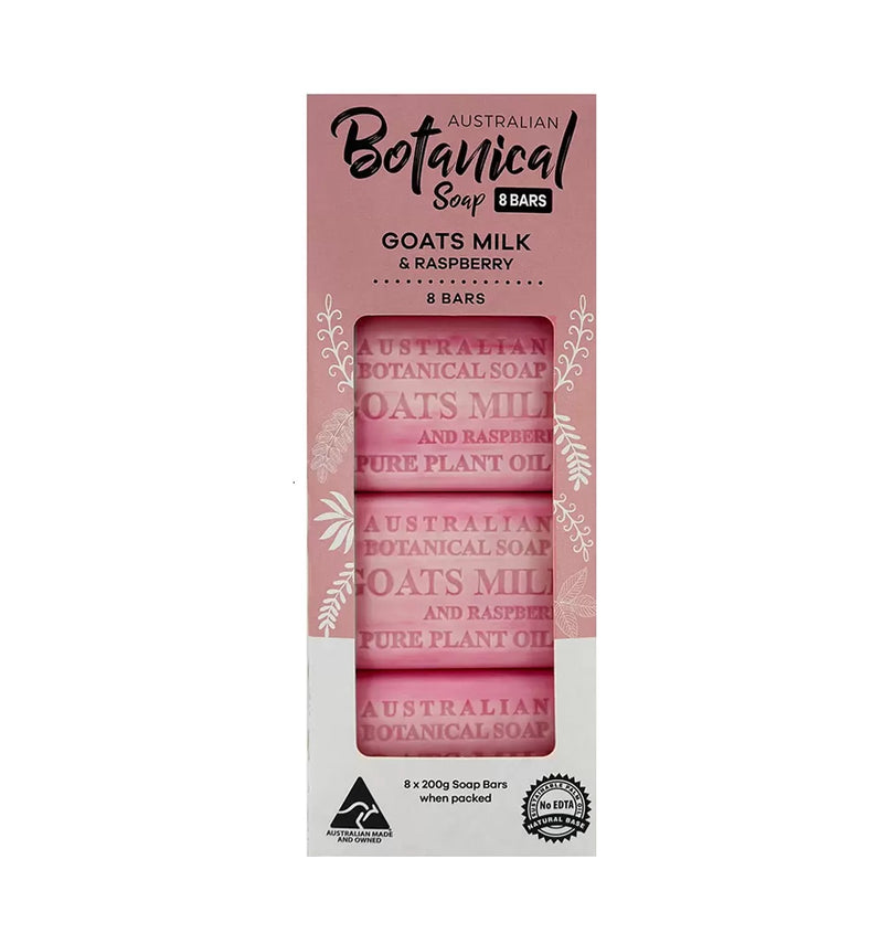 Australian Botanical Soap Goats Milk And Raspberry Bar 193g X 8
