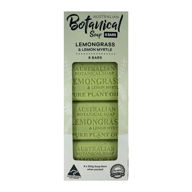 Australian Botanical Soap Lemongrass & Lemon Myrtle Bar 193g X 8