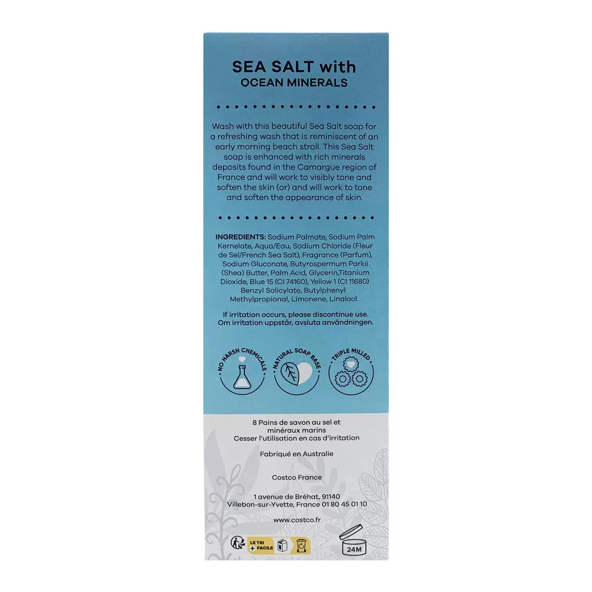 Australian Botanical Soap Sea Salt with Ocean Minerals Bar 193g ingredients