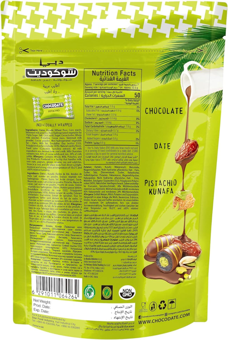 Chocodate Pistachio Kunafa Dates Coated with Chocolate 90g 1