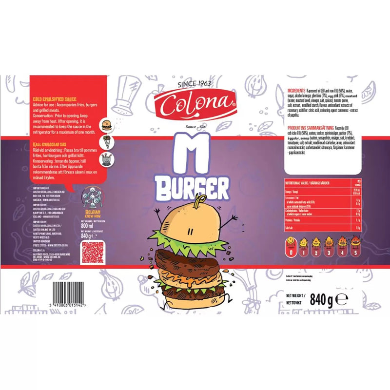 Colona M'Burger Sauce 840g ingredients