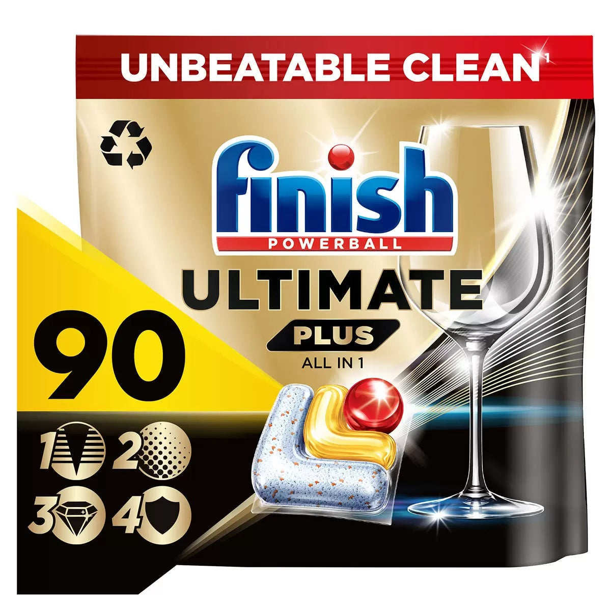 Finish Ultimate Plus All in One Lemon Sparkle 90 Pack