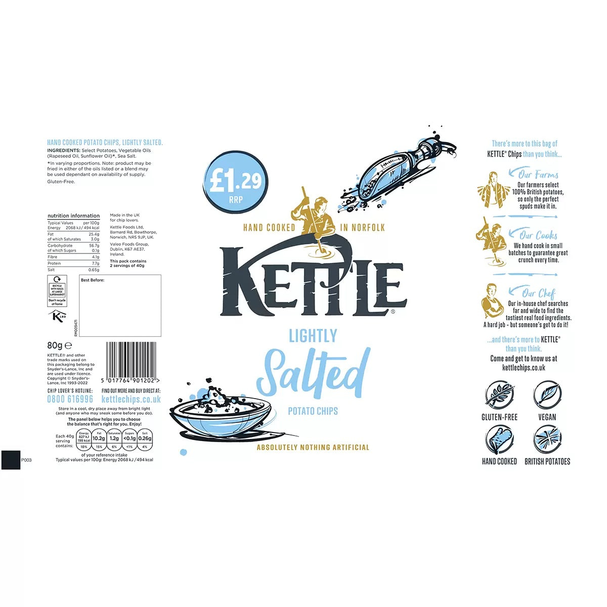 Kettle Hand Cooked Lightly Salted Chips Ingredients