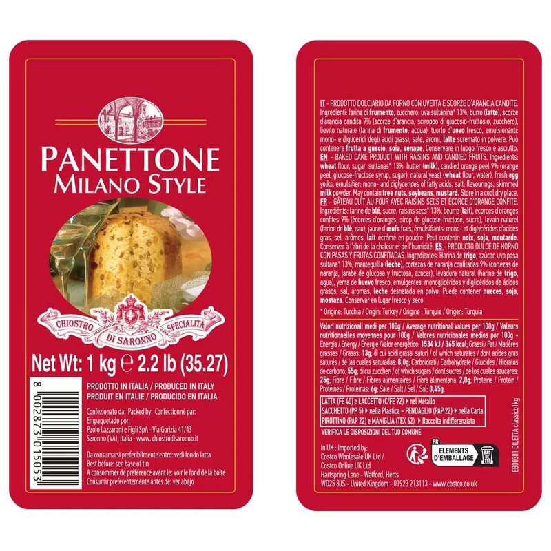 Lazzaroni Chiostro Di Saronno Classic Panettone 1kg 1
