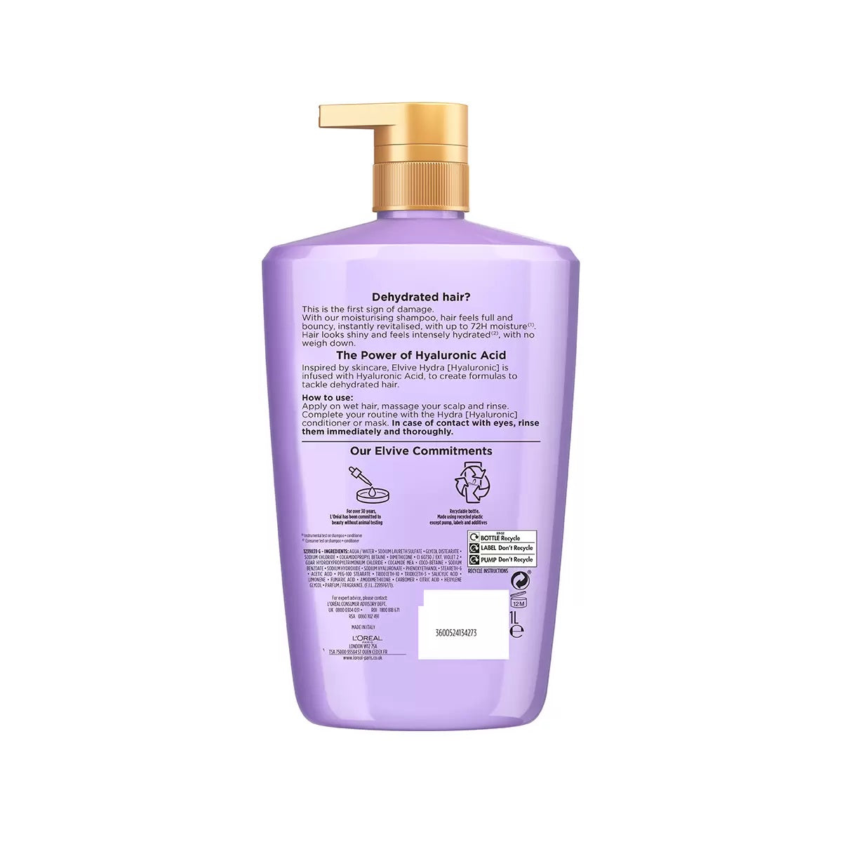 L'oreal Elvive Hydra Hyaluronic Shampoo 1L X 2