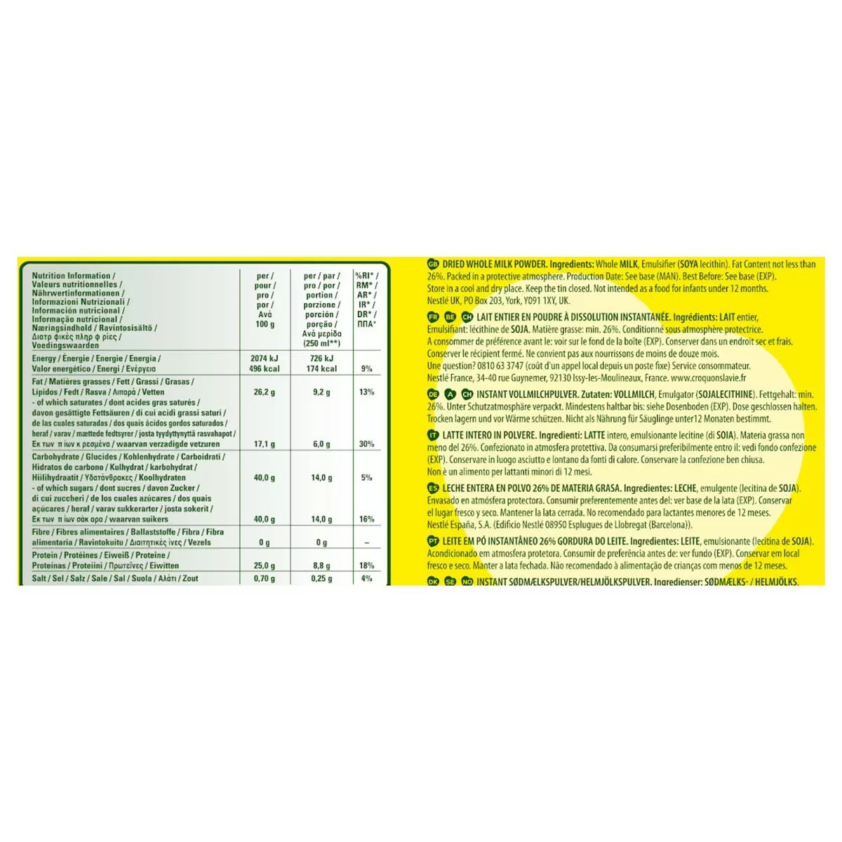 Nestle Nido 2.5kg ingredients