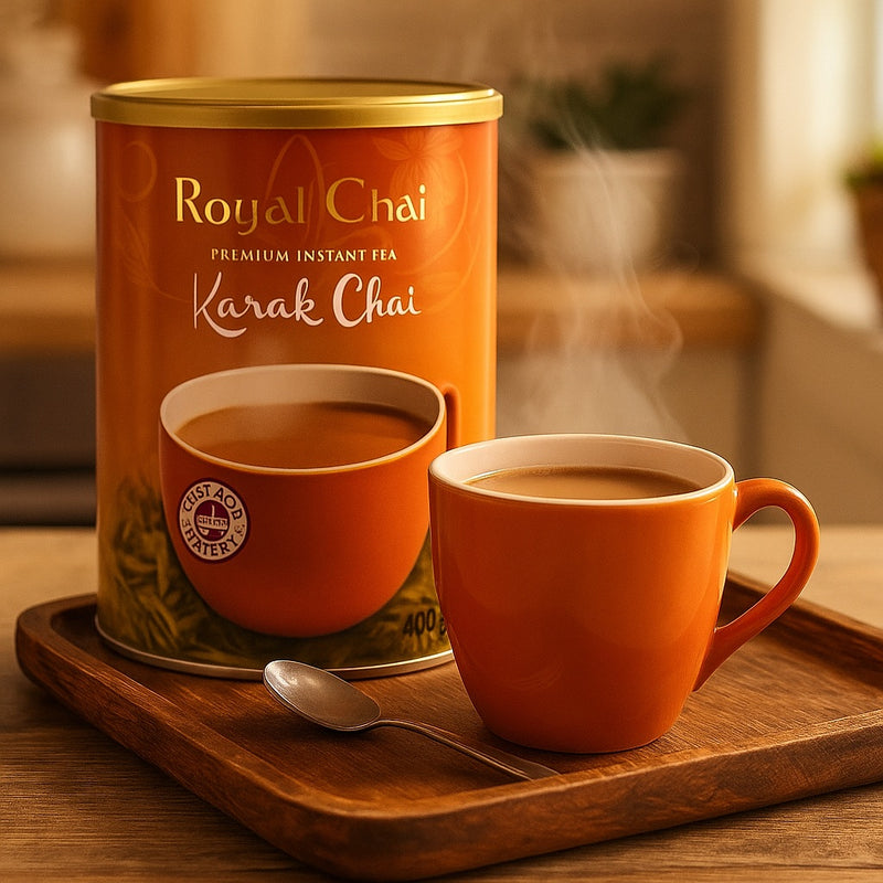 Royal Chai Karak Chai Sweetened Instant Tea Tub 400g 1