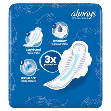 Always Ultra Day & Night Size 3 Sanitary Towels with Wings, 40 Pads-1