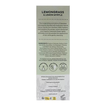 Australian Botanical Soap Lemongrass & Lemon Myrtle Bar 193g ingredients
