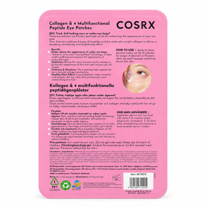 COSRX Collagen & 4 Multifunctional Peptide Hydrogel Eye Patches 2 x 60 Patches-1