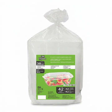 Cafe Express Plastic Containers & lids 42 Pack