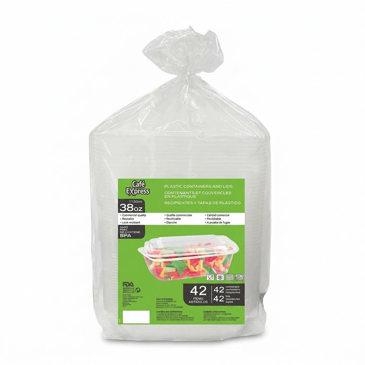 Cafe Express Plastic Containers & lids 42 Pack