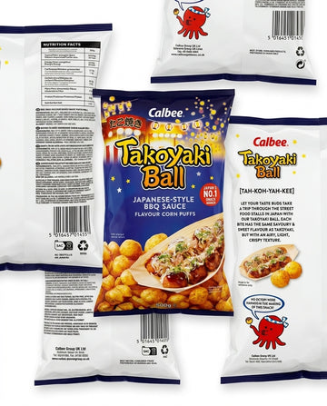Calbee Takoyaki Ball Japanese Style BBQ Sauce Flavour Corn Puffs 500g-1