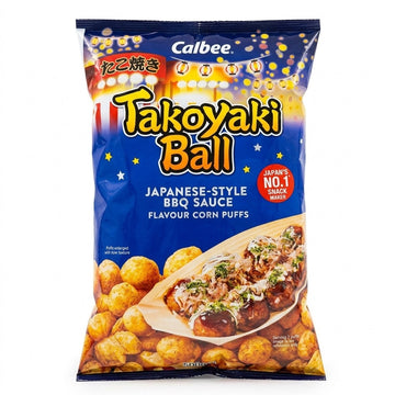 Calbee Takoyaki Ball Japanese Style BBQ Sauce Flavour Corn Puffs 500g