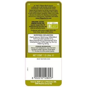 Filippo Berio Organic Extra Virgin Olive Oil 1.5L-1