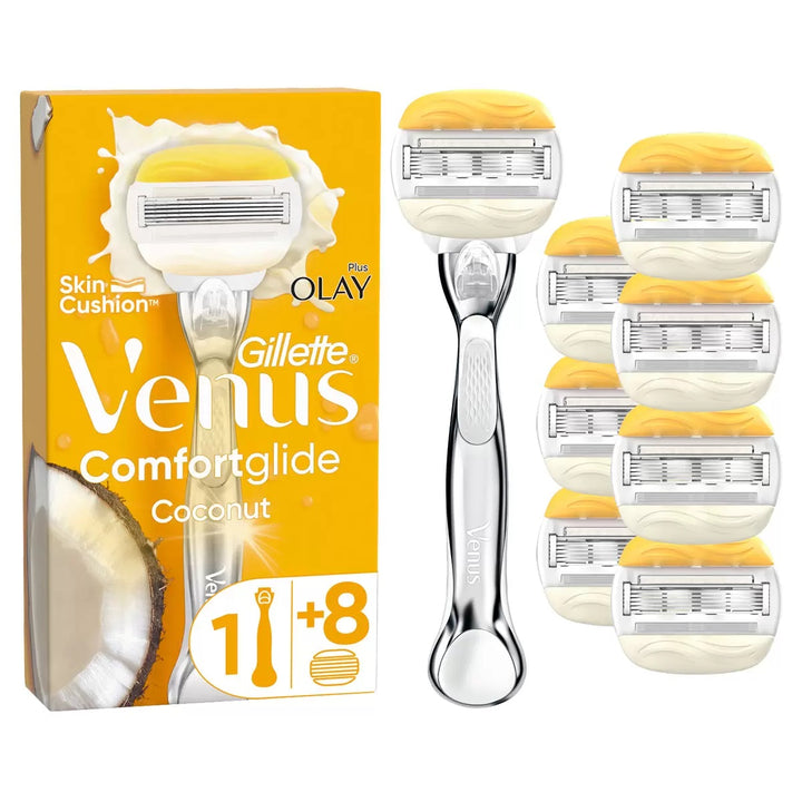 Gillette Venus Comfortglide with Olay Platinum Metal Handle 8 Blades-1