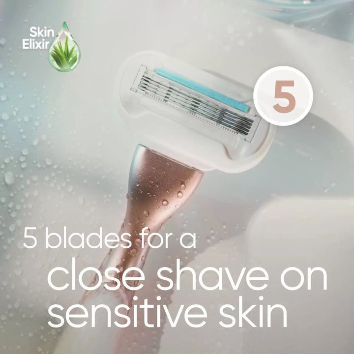 Gillette Venus Deluxe Smooth Sensitive Razor Metal Handle & 8 Blades-1