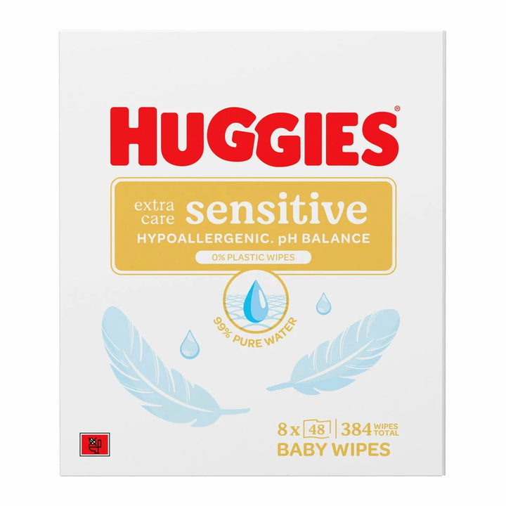Huggies Plastic Free Extra Care Baby Wipes 8 x 48 Wipes