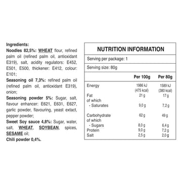 Indomie Mi Goreng Fried Instant Noodles ingredients