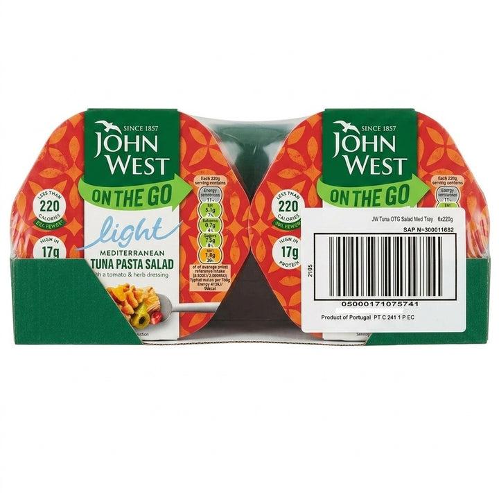 John West On The Go Light Mediterranean Tuna Pasta Salad 220g X 6