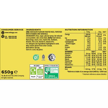 Kellogg's Coco Pops 650g Ingredients-1