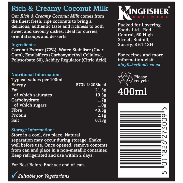 Kingfisher Oriental Coconut Milk 400ml