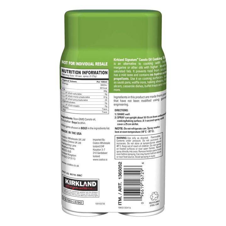 Kirkland Signature Canola Oil Cooking Spray 397g X 2-1