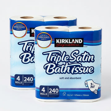 Kirkland Signature Triple Satin 3-Ply Toilet Tissue 80 Rolls