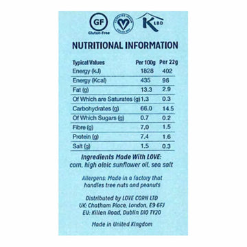 Love Corn Sea Salt Snack Packs calories