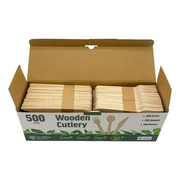 Love The Earth Wooden Cutlery Variety 500 Pack-3
