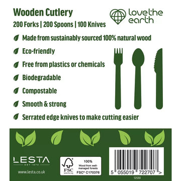 Love The Earth Wooden Cutlery Variety 500 Pack-4
