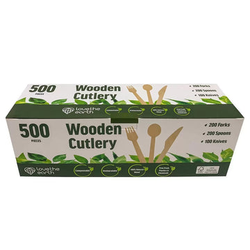 Love The Earth Wooden Cutlery Variety 500 Pack