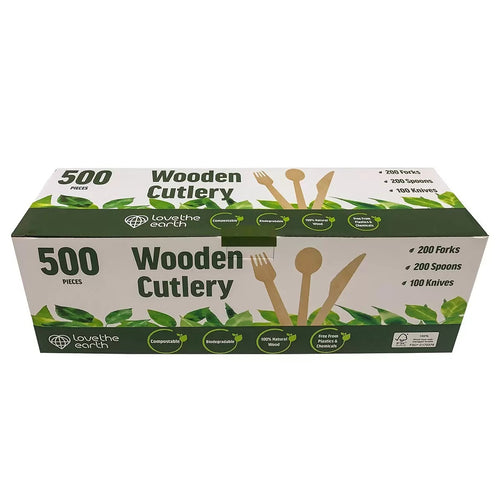 Love The Earth Wooden Cutlery Variety 500 Pack