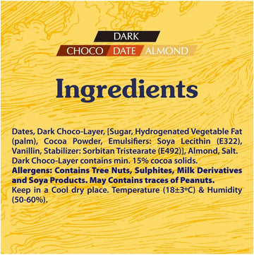 Luxurious Dates with Nuts and Dark Chocolates Arabian Delights 100g ingredients