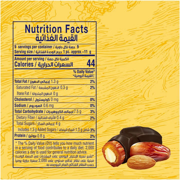 Luxurious Dates with Nuts and Dark Chocolates Arabian Delights 100g nutrition