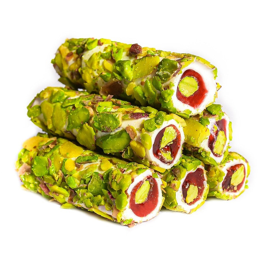 Luxurious Mixed Rolled Turkish Delight with Pistachio Pomegranate flavour Sekeroglu 300g 1