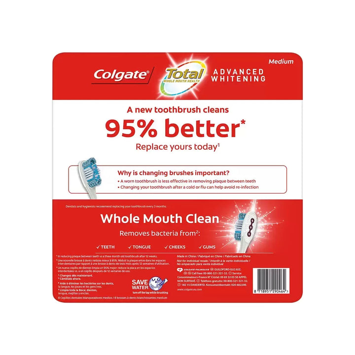 Medium Colgate Total Advanced Whitening Toothbrush 8 Pack-1