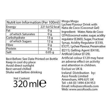 Mogu Mogu Lychee Drink 320ml ingredients