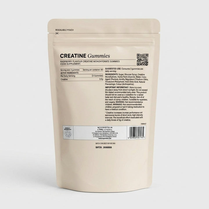 Myprotein Creatine Gummies Raspberry Flavour 180 Gummies-1