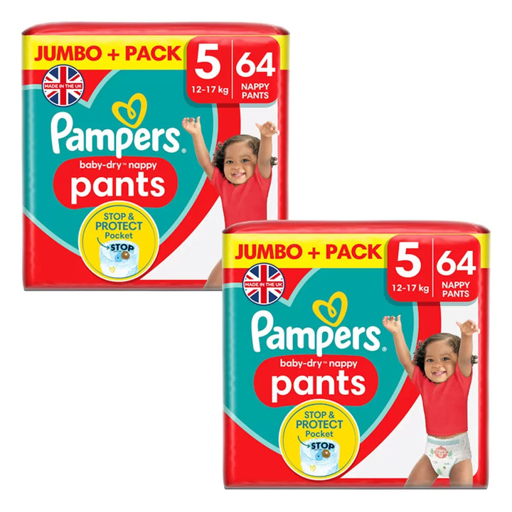 Pampers Baby Dry Pants Size 5, 2 x 64 Pack-1