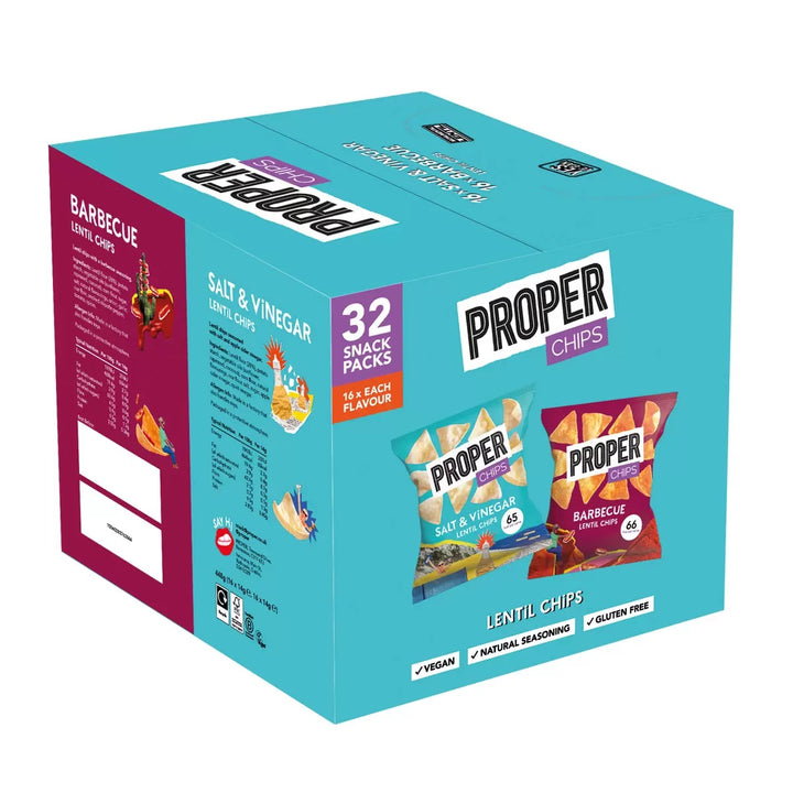 Proper Chips BBQ and Salt & Vinegar Mixed Case 32 x 14g