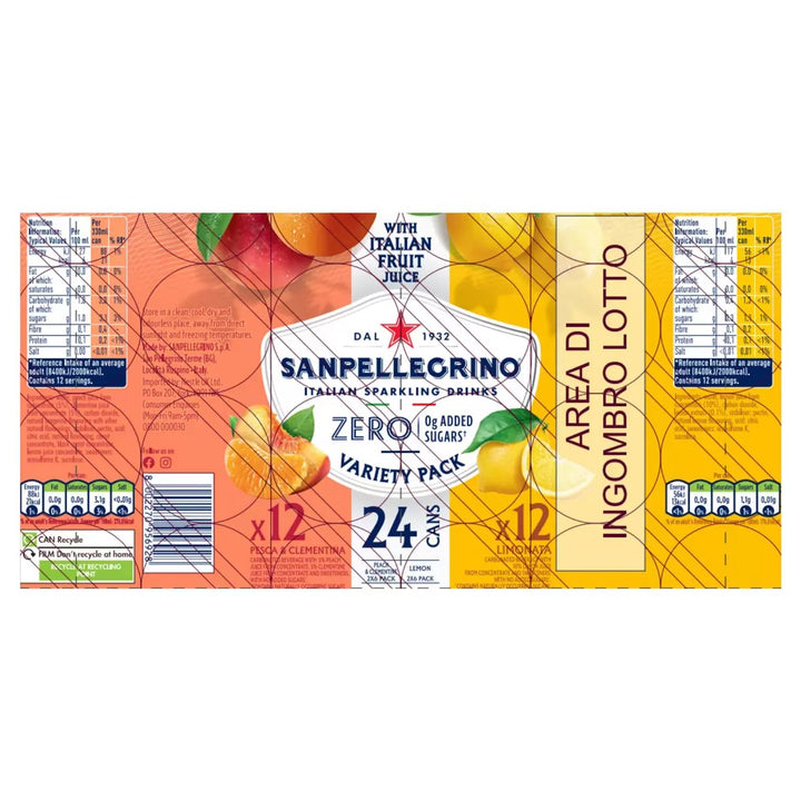 San Pellegrino Zero Lemon & Peach 4 x 6 x 330ml-1