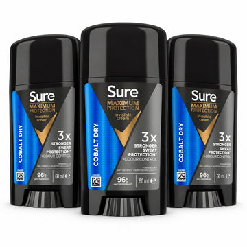 Sure Men Maximum Protection Cobalt Dry Invisible Cream Antiperspirant 60ml X 3