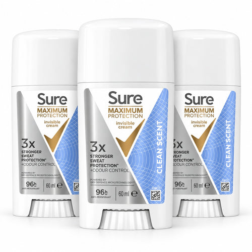 Sure Women Maximum Protection Clean Scent Invisible Cream Antiperspirant Deodorant 60ml X 3