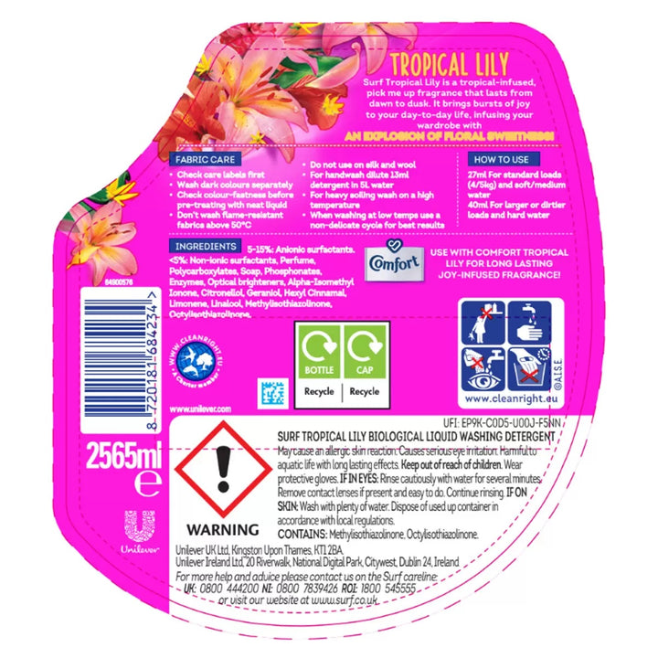 Surf Tropical Lily Laundry Liquid 95 Wash 2.6Ltr-1