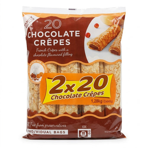 Tigreat French Chocolate Crêpes with Chocolate Flavoured Filling 20 Pack X 2