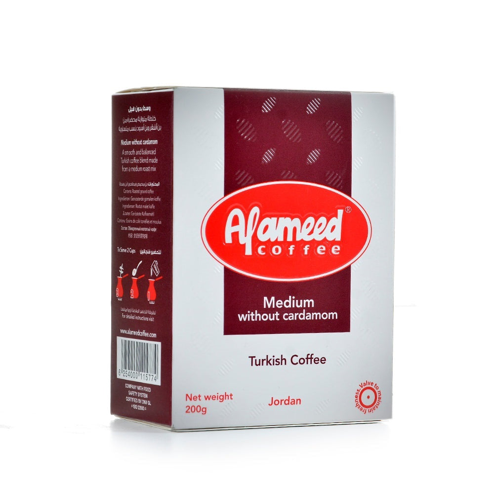Al Ameed Coffee Medium Turkish Coffee without Cardamom 200g X 24